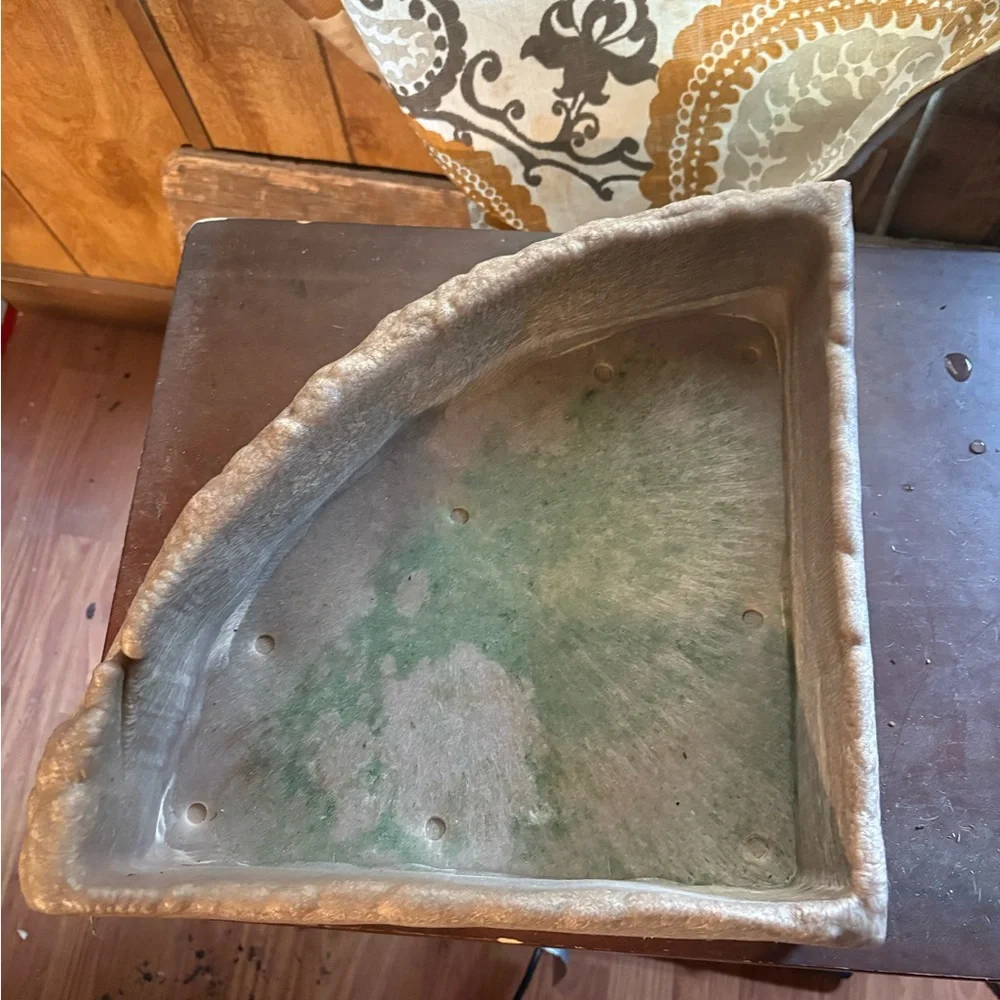 Elegant Green and Tan Ceramic Bath Tray